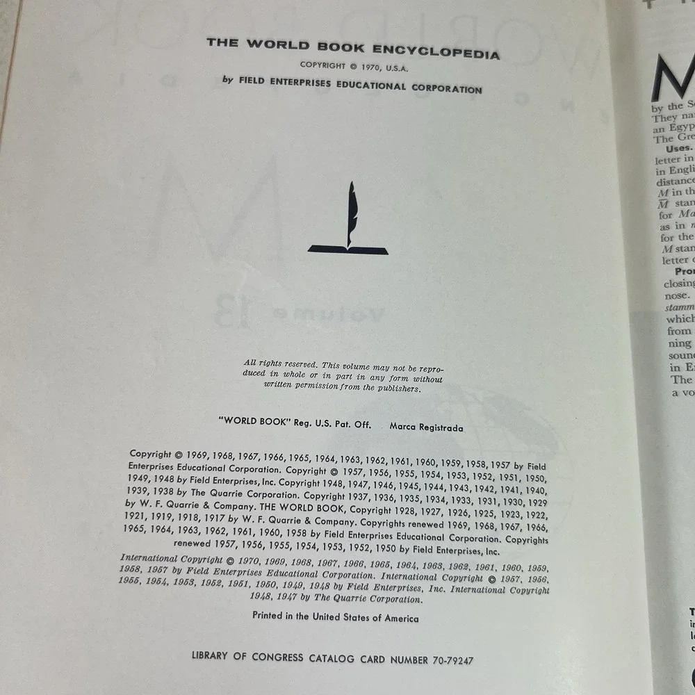 1970 The World Book Encyclopedia Volume M-13 Hardcover Vintage Book